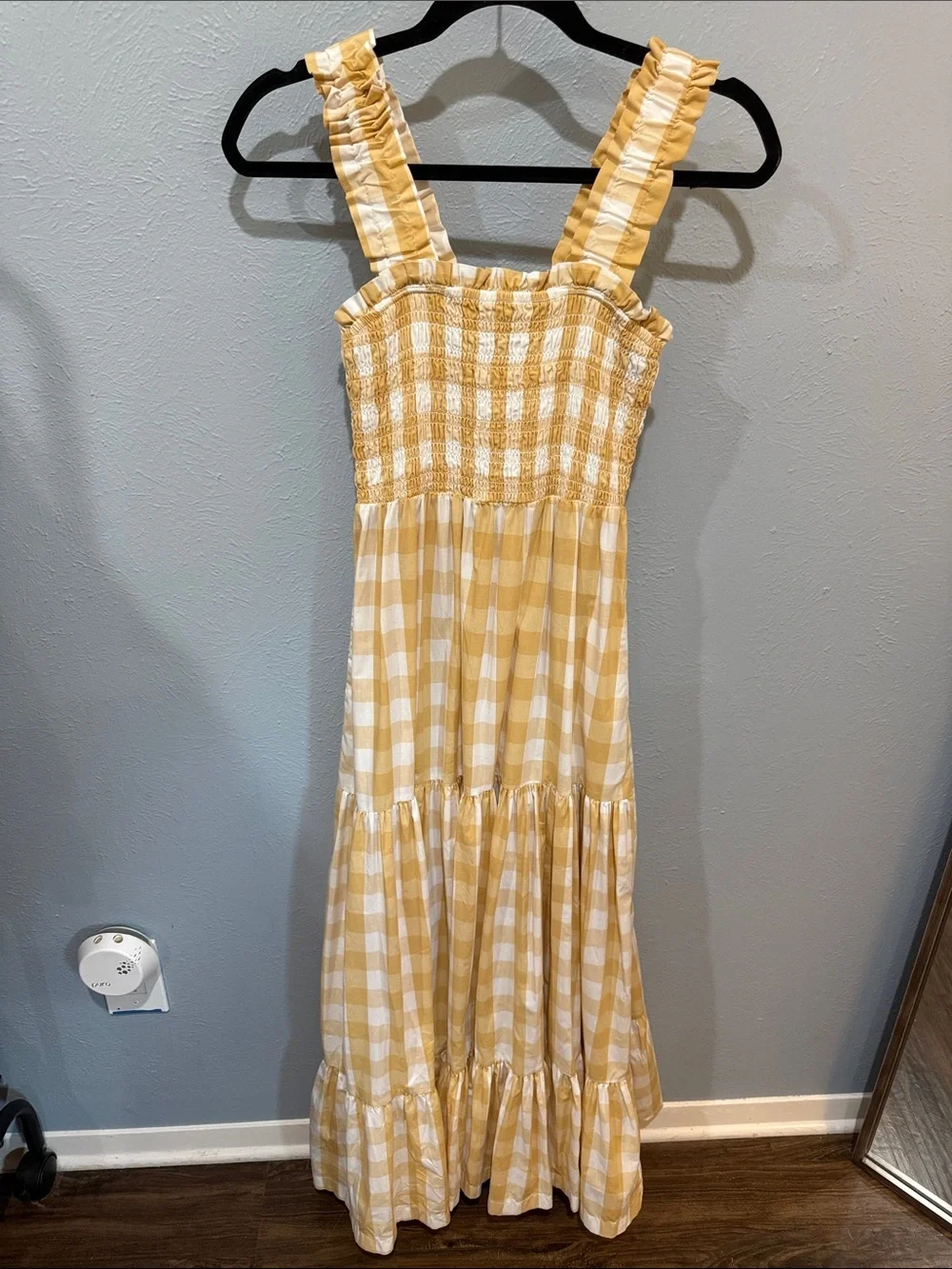 Yellow Gingham Ruffle Strap Maxi Dress Abercrombie